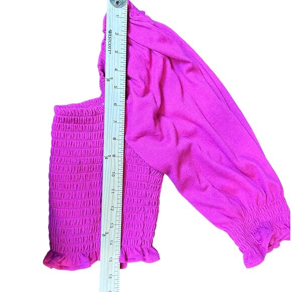 Free People Brencye Pink Jungle Flower Smocked Square Neck Crop Top Size Small - Picture 11 of 13